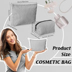 Huhumy 2 Pcs Makeup Bag Set Cute Cosmetic Pouch for Women Seersucker Travel Toiletry Bag Preppy Small Makeup Purse Pouch Aesthetic Skincare Brushes Storage Organizer for Valentine Women(Black)