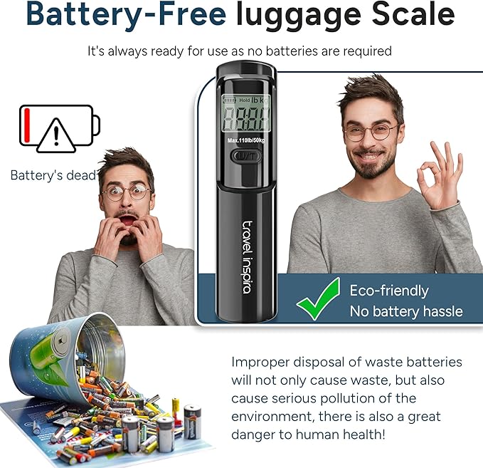 travel inspira Luggage Scale, Travel Essentials, Portable Digital Hanging Baggage Scale for Travel, Suitcase Weight Scale