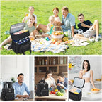 holuxer Insulated Lunch Bag & Lunch Box for Men - Double Deck Reusable Lunch Bag for Women Tote Cooler Bag Leakproof Soft Expandable - Extra Large Lunchbox for Work/Adult/Picnic/Outdoor (Black，22L)