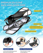 Ubekezele Snorkeling Gear for Adults Men Women,4 in 1 Snorkel Set with Panoramic View Diving Mask Anti-Fog Anti-Leak,Dry Top Snorkel,Fins and Travel Bag for Swimming,Snorkeling and Travel Diving
