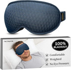 Weighted Blackout Sleep Mask for Men: 3D Contoured Zero Eye Pressure Sleep Mask for Stress Relief, Deep Sleep & Airplane Travel Essentials, Night Shift, Office Nap, Adjustable Strap, Blue