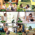 20000mAh Portable Fan Rechargeable with Solar Panel 2-in-1, 3 Speeds Cordless Battery Powered Fan with Led Lantern,Timer, Quiet USB-C Table Fan for Travel Tent Hurricane Office Home Bedroom(Green)