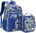 VASCHY Boy Kids Backpack & Lunch Bag Set, 2-in-1 School Bookbag with Insulated Lunch Box for Preschool, Daycare, Kindergarten & Elementary School – Construction Trucks