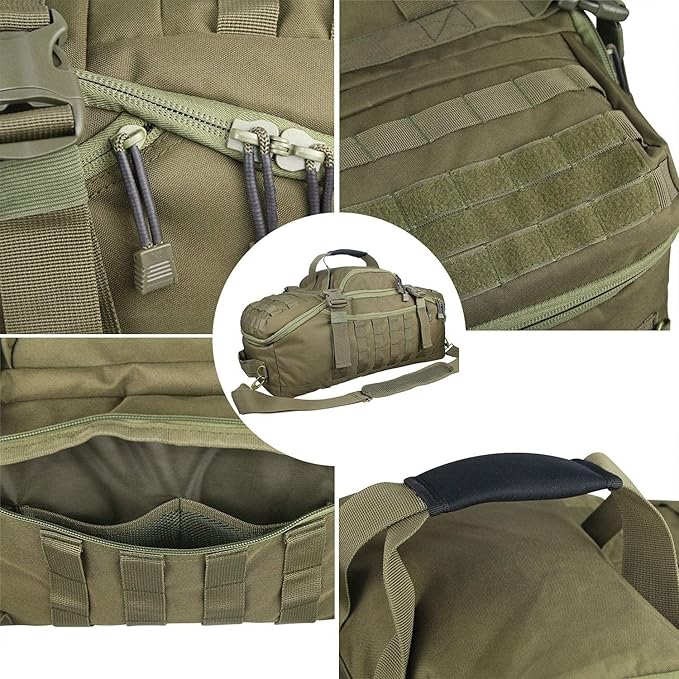 Miramrax Travel Duffle Bag Backpack for Men - Large Tactical Bags Weekender Gym Bag for Overnight Traveling Military Workout Deployment Sports (Green, 80L)