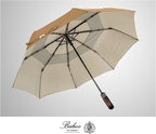 Balios Travel Folding Umbrella with Real Wood Handle Auto Open Close Vented Windproof Canopy - Designed in UK