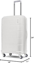 American Tourister Stratum 2.0 Expandable Hardside Luggage with Spinner Wheels, Checked-Medium, White