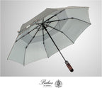 Balios Travel Folding Umbrella with Real Wood Handle Auto Open Close Vented Windproof Canopy - Designed in UK