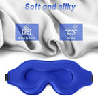 Sleep Eye Mask for Men Women, Sleeping Mask for Side Sleeper, Travel Blackout Night Blindfold Eye Shade Cover with Adjustable Strap (Blue)