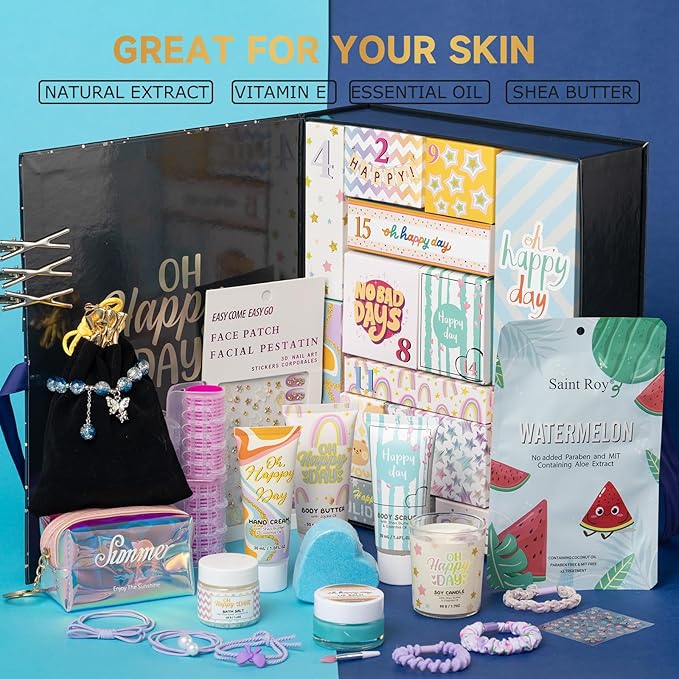 Valentines Day Gifts Advent Calendar Bath and Body Gift Basket Set for Women, Spa Gift Basket 15-Days Bath Gift Set Self Care Gift, Advent Beauty Calendar Countdwon Birthday Gifts, Christmas