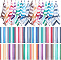 Redbaker 16 Packs 59 x 28 inches Oversized Vertical Stripe Beach Towel Bulk Extra Large Pool Towels Set Microfiber Quick Dry Swim Towel Blanket for Women Men Adult Bath Travel(Gradient Color)