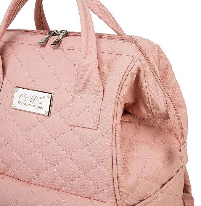 Kinmac Wide Open Style Laptop Backpack Travel Outdoor Backpack For Laptop Up to 15.6 Inch(Pink Embroidery)