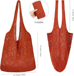 WantGor Crochet Bags, Beach Mesh Tote Bag Womens Shoulder Shopping Handbag Casual Travel Totes Bag Foldable Hobo Bags