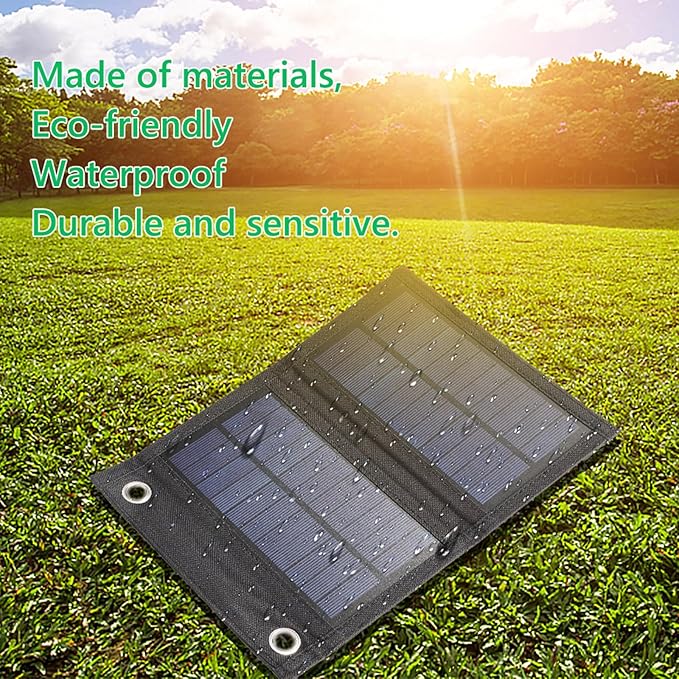USB Foldable Solar Panel Portable Flexible Small 5V 10W Folding Cells for Mobilephone Portable Charger for Cell Phone and Laptop Cell Battery Pack