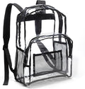 Amazon Basics Transparent Clear School Backpack, Water-Resistant PVC Plastic, Reinforced Shoulder Straps, 17 x 7 x 13 in