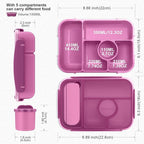 Amathley Bento Box Adult Lunch Box Kids,Lunch Containers for Adults/Kids/Toddler,5 Compartments Bento Lunch Box with Sauce Vontainers,Microwave & Dishwasher & Freezer Safe,BPA-Free (Purple)