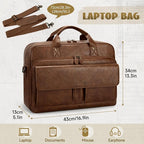RAINSMORE Mens Laptop Bag PU Leather Messenger Bag 15.6 Inch Briefcase Vintage Computer Satchel Bag for Work Business