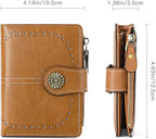 Small Wallet for Women Bifold Credit Card Holder RFID Blocking with Zipper Pocket