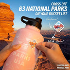 DYSANKY National Parks Water Bottle – 64 oz Insulated Stainless Steel Bottle with 63 Hand-Drawn Park Stickers, Carrier Bag, Strap & Gift Box – BPA-Free – Ideal for Hiking, Camping & Travel
