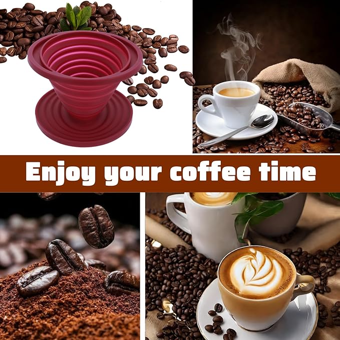 Larrel Pour Over Coffee Maker Portable Coffee Maker Foldable Reusable Pour Over Coffees Dripper Travel Camping Coffees Makers Manual Silicone Filter for Backpacking Camping Hiking Home Office