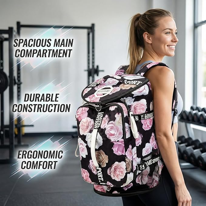 Gym Duffle Bag Backpack with Shoe Compartment,4 ways Travel Backpack for Women and Men,Multi-Functional Weekender bag with Waterproof Layer&Laptop Compartment for Fitness, Travel,Camping