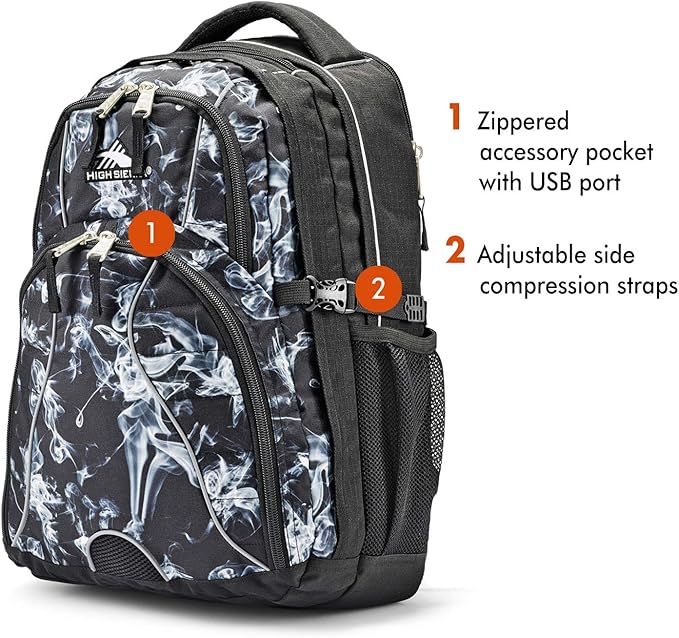 High Sierra Swerve Laptop Backpack, Black Steam/Black, One Size