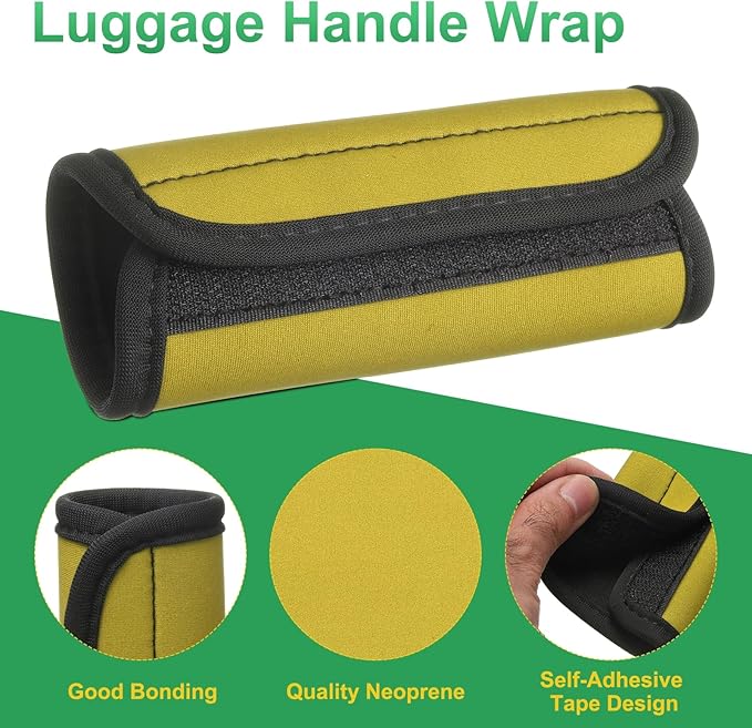 uxcell 3 Pcs Luggage Handle Wrap for Suitcase, Neoprene Handbag Grip Cover Protector Luggage Identifiers Suitcase Handle Wraps for Luggage Shopping Bag Travel Bags, Yellow