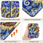 ELFISH Mini RFID Aluminum Wallet Credit Cards Holder Business Card Case Metal ID Case for Men Women (Sun flower)