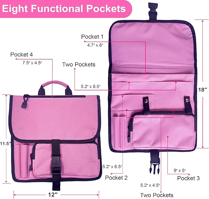Airplane Seat Storage Pocket, International Travel Essentials,Airplane Pocket Organizer, Airplane Travel Accessories,Removable Toiletry Bag Designed (pink)
