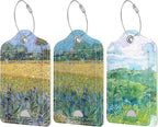 Rimilak 3 Pcs PU Leather Luggage Tags for Suitcase, Travel Cruise Luggage Tag with Privacy Flap, Name ID Label and Metal Loop for Women Men Baggage Handbag School Bag Backpack, Field Tree