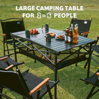 Naturehike Folding Camping Table, Spacious Tabletop Area for 4-6 Person, Portable Aluminum Camp Table for Outdoor, Camping, Picnic, Beach, Carry Bag