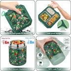 wiwens Bento Lunch Box for Kids with 12oz Soup Thermo Leak-Proof Lunch Food Container with 5 Compartment Thermo Hot Food Jar and Insulated Lunch Bag for Kid Toddler Girls Boys to School
