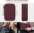 FYY Electronic Organizer, Large Travel Cable Organizer Bag Pouch Electronic Accessories Carry Case Portable Waterproof Double Layers All-in-One Storage Bag for Cable, Cord, Charger, Phone, Wine Red