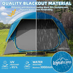 4/6 Person Blackout Camping Tent, Easy Setup Waterproof Family Dome Tent for Camping with Rainfly, Portable Double Layer Large Family Tent for Outdoor Camping&Hiking
