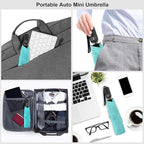 Compact Travel Umbrella for Purse - Flat Handle, Waterproof for Light Rain
