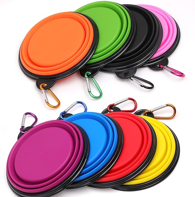 2 Pack Dog Bowl Pet Collapsible Bowls with Clasp Puppy Travel Bowl Portable Cats Water Food Dish for Walking Parking Outdoors Traveling
