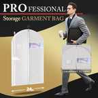 40-inch Garment Bags for Travel, Garment Bags for Hanging Clothes with Zipper and Visible Transparent Window, 2 Pack,White