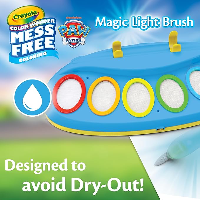 Crayola PAW Patrol Color Wonder Magic Light Brush – Mess Free Painting Kit for Kids with Lightup Brush, Gift for Toddlers, Preschool Art Activities, Ages 3+