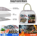 douyadady Lunch Bag Women/Men Lunch Box Women/Men (Grey+White Blocks)