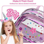 Bagseri Clear Backpack for Girls - 15 Inch Heavy Duty Kids Clear Bookbag for Kindergarten to Grade 2, Transparent School Bag with Reflective Strip, Fits Folders, Deep Purple Unicorn