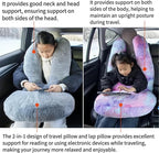 FHSGGP Travel Pillow Car Travel Sleep Support Pillow 2-in-1 Lap Pillow and Car Pillow with Neck and Body Support for Adults and Kids on Long Trips Kids Travel Pillow Black