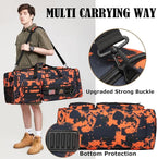 Extra Large Duffle Bag for Men, Heavy Duty Duffle Bag for Travel, Large Sports Gym Equipment Bag for Hockey Football Soccer Baseball Basketball & Team training (Orange Graffiti)