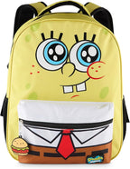 AI ACCESSORY INNOVATIONS SpongeBob Square Pants Backpack for Boys & Girls, 16” Big Face Nylon Twill Bookbag w/Molded Hamburger Patty Dangle, Yellow