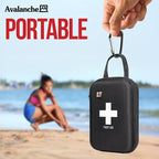 Avalanche 53 Pieces First Aid Kit, Compact Emergency Supplies Kit for Home, School, Car, Travel, Sports or Camping in Hard Shell Foam Case, Portable Mini First Aid Kit, Black