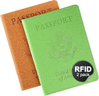 VIDIVICI 2Pack Passport Wallet, Travel Gifts, Travel Accessories - Yellow&Green
