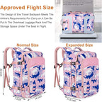 Lumesner Carry on Travel Backpacks, Extra Large 40L Flight Approved for Men & Women,Expandable Suitcase backpack (Camouflage Pink(Backpack With 4 Packing Cubes))