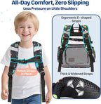 Bagseri 2pcs Clear Backpack for Boys - 15 Inch School Bag with Clear Lunch Bag, Heavy Duty Transparent Bookbag for Kindergarten to Grade 2, Fits Folders, Black Dinosaur