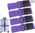 4Pcs Luggage Straps for Suitcase Travel Accessories TSA Approved, 80In Long Belts to Keep Your Suitcase Secure, Adjustable Bag Straps with Quick-Release Buckle for Travel Bag Closure, Purple