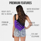 Purple Fanny Pack Belt Bag I Mens Fanny Packs for Women Fashionable - Crossbody Bag Bum bag Waist Bag Waist Pack - Hands Free for Hiking, Running, Travel, Waterproof and more