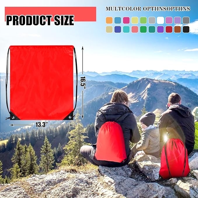 Grneric 60 Pieces Drawstring Backpack Bulk Cinch Sackpack Ployster Drawstring Bags for Gym Party Trip(Red)