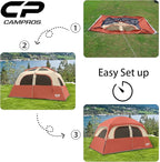 CAMPROS CP Upgraded 6/8 Person Camping Tents, Waterproof Windproof Family Tent with Larger Mesh Windows & Door, Double Layer, Easy Set Up, All-Season Dome Tent with Top Rainfly & Carry Bag